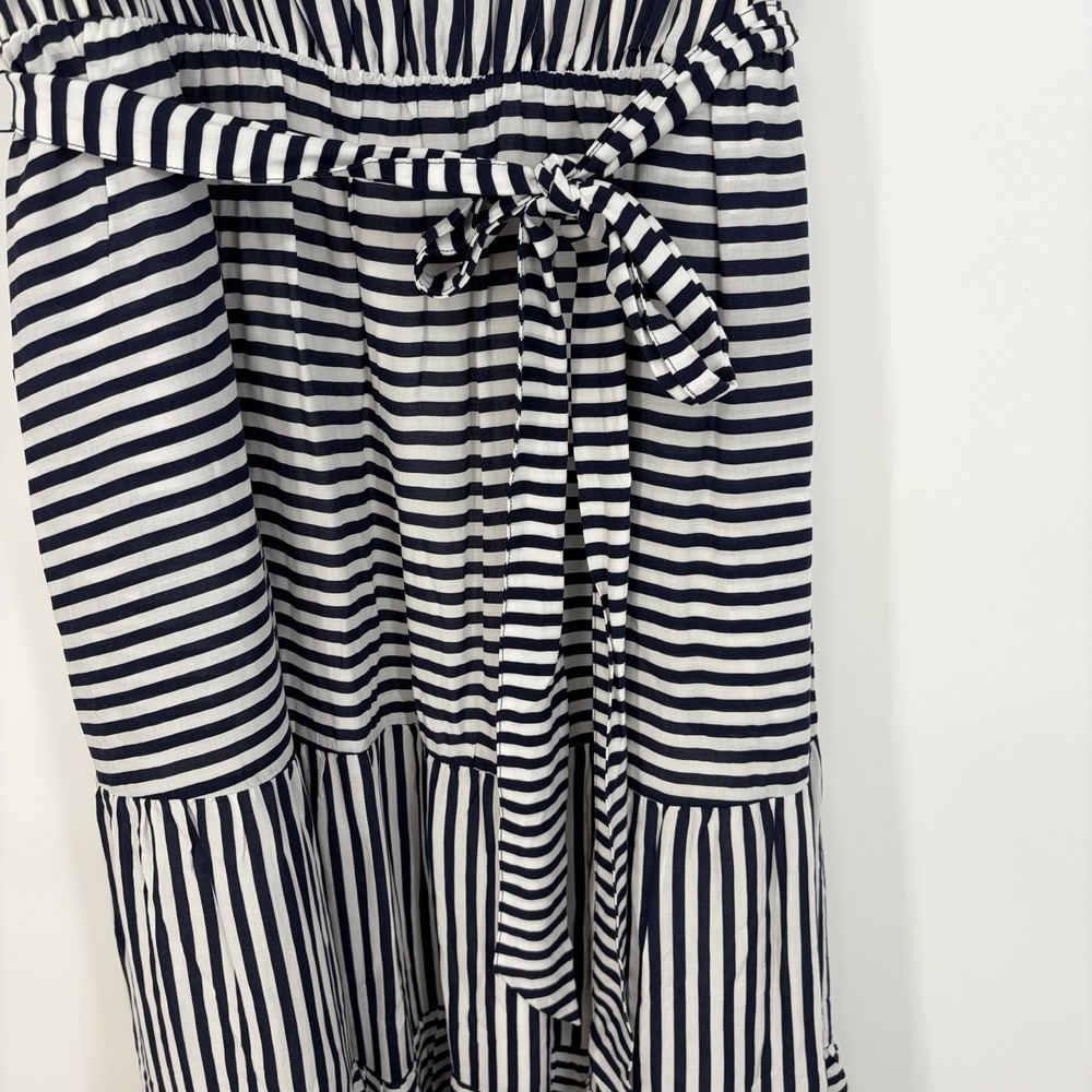Torrid Tiered MIDI Dress 2X Navy White Stripe Challis Tie Summer Nautical Staple - Picture 11 of 15